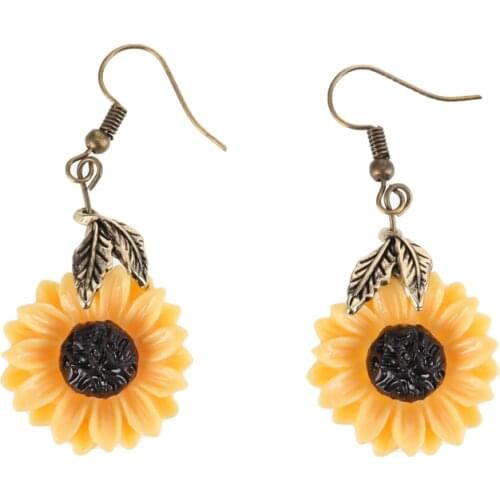 Sunflower Earrings Yellow Big Daisy Sunflower Statement Earring Fashion Jewelry Best Friend Gifts For Women