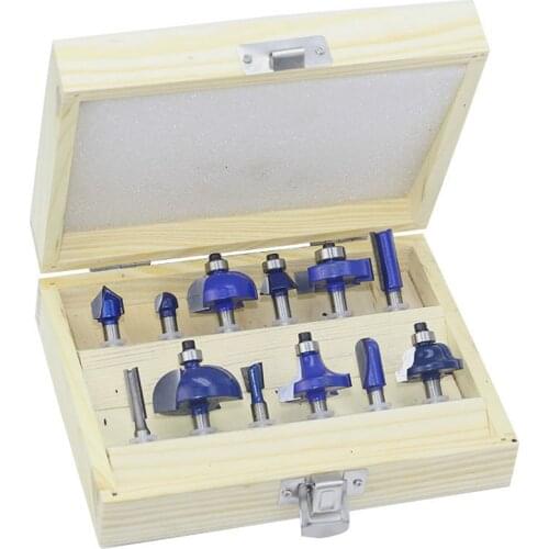 12pcs 1/4" 6.35mm Shank Professional Tungsten Router Bits Woodworking Milling Cutter Router Bit Set for Mini Trimming Machine