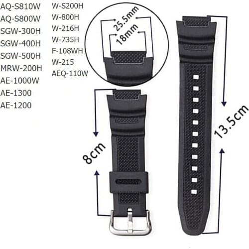 Rubber Strap Suitable For Casio AE-1000w SGW-400H / SGW-300H Silicone Watchband Pin Buckle Strap Watch Wrist Bracelet Black