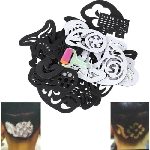 25PCS Hair Tattoo Template Hair Trimmer Carved Coloring Cool Hairstyling Tool