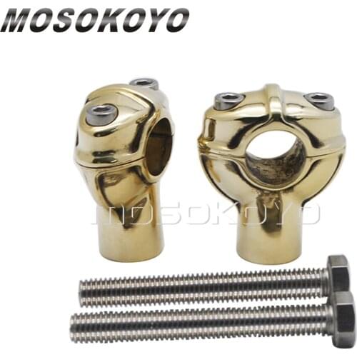 Old School Brass 25.4 mm Motorcycle Handlebar Risers 1" Rough Crafts for Harley XL883 XL1200 Chopper Bobber Cafe Racer Scrambler
