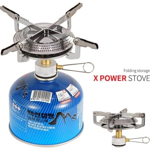 Camping Stove Burner Portable Gas Stove Mini Windproof Backpacking Stove Outdoor Cooker Burner with Stove Connector Storage Bag