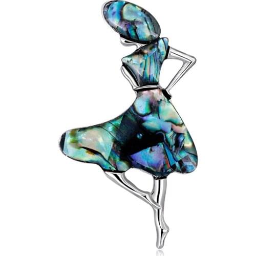 High-end elegant fashion natural shell brooch wild personality dancing girl corsage brooch gift coat dress accessories
