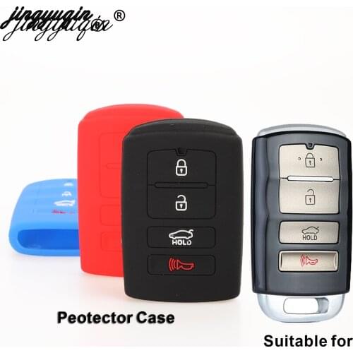 Jingyuqin Silicone Car Key Case For Kia Sorento K900 New K7 Cadenza 2017 2018 2019 4 Buttons Smart Remote Fob Protector Cover