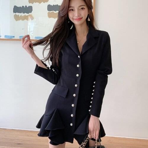 ZAWFL Pearls Single-breasted Sheath Bodycon Dress Women 2021 Autumn OL Mermaid Dresses Long Sleeve Office Wear Vestidos