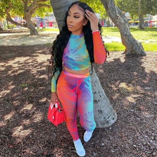 2PCS Women Yoga Suit Sport Set Gym Workout Clothes Long Sleeve Fitness Crop Top High Waist Seamless Leggings