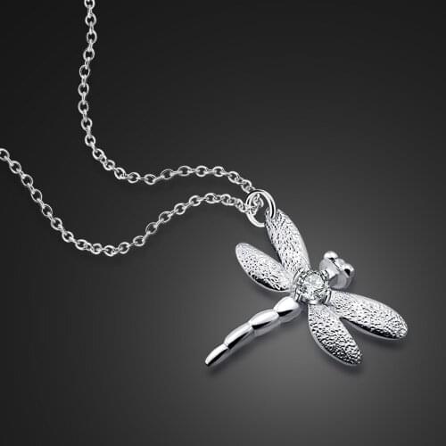 Fashion cute girl silver jewelry Gift Woman 925 sterling silver Necklace Personalized dragonfly Solid Silver pendant choker