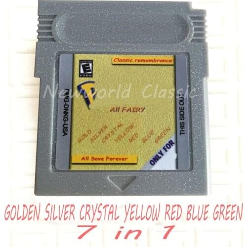 Gold Silver Crystal Yellow Red Blue Green 7 in 1 for 16 Bit Game Console for Video Game Cartridge Card for General US/EU Version