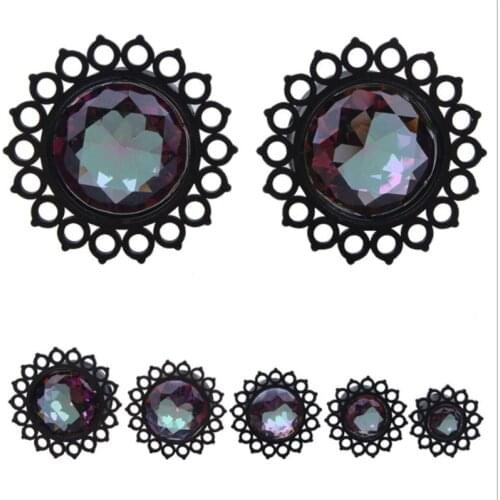 2PCS New Arrival Stainless Steel Ear Gauge Flesh Nature Srone Ear Tunnel Plug Expansion Body Piercing Jewelry Free Shipping