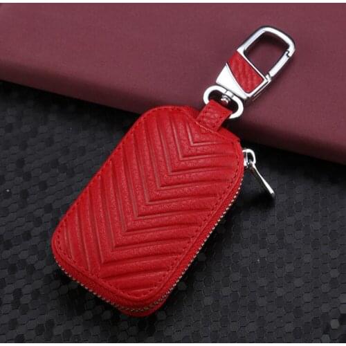 2017 Fashion Genuine Cow Leather Styling Car Auto Home Using Key Chain Keyrings Ring Case Holder Cover Wallet Bag Good Gift Red
