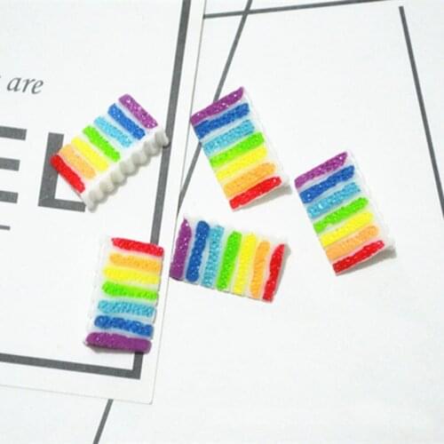 7Pcs/Lot Rainbow Cake Diy Lizun Slime Charms Supplies Accessories For Slime Filler Miniature Resin Kids Polymer Plasticine Gift