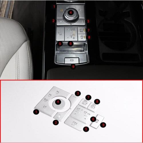 9pcs Alloy Car Interior Terrain Mode Adjustment Button Sequins For Range Rover Sport 2014-2016 Accessories