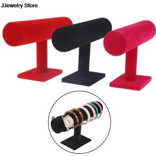 Velvet T-Bar Display Stand Holder Organizer Bracelet Jewelry Watch Headband Rack 2021