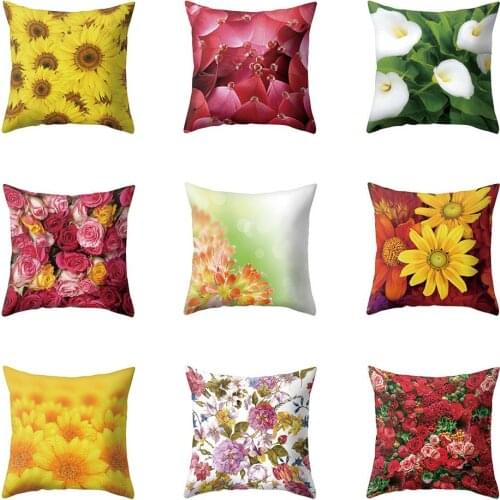 Pillow Case 45*45 Tulip Sunflower Rose Pattern Pillowcases Throw Pillow Cases Pillow Cover Decorative Pillows Sofa Body Pillow