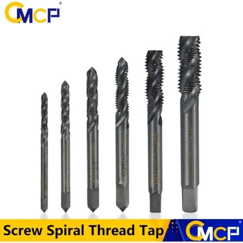 CMCP HSS Mashine Screw Spiral Thread Tap Nitriding Plug Taps 6pcs M3 M4 M5 M6 M8 M10 Machine Screw Tap