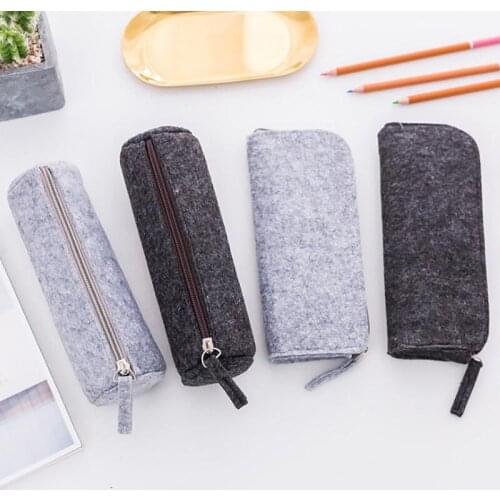 Felt Pencil Bag Fabric Pencil Case Pencil Box School Office Supplies Stationery Pouch Purse Storage Cute Makeup Bags Pencil Box