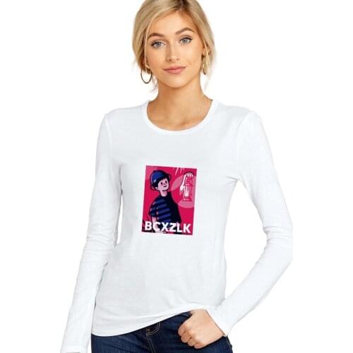 SXYTXE Women Basic Long Sleeve Crew Neck BCXZLK Printed T-Shirt Casual Fitted Cotton Tops