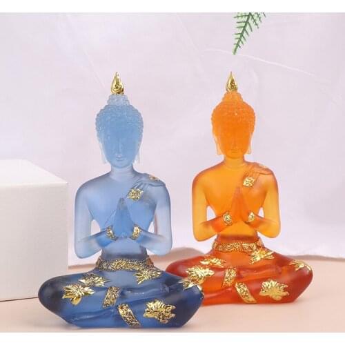 1PC Indian Buddha Statue Sculpture Resin Figurine Thailand Fengshui Ornaments Home Decor Meditation Miniature