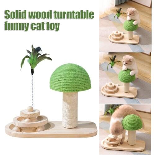 Interactive Wooden Cat Toys Ball Track Cat Tower Roller Toys Double Layers Kitten Toys Funny Swing Turntable Gifts Fidget Toys