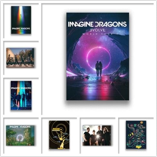 Imagine Dragons Rock Posters Wall Art Prints White Coated Picture Modern Home Room Decoration