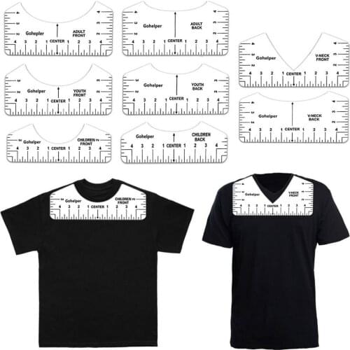 8Pcs T-shirt Guide Ruler V Neck Alignment Tool Tee Designing Guide PVC Soft Ruler Front & Back Design Adults Teenagers Children