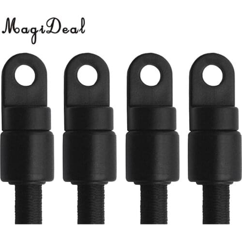MagiDeal Durable Marine 4Pcs/ Set Kayak DIY Black Nylon Bungee Rope Shock Cord End Stop Weather Resistance for Canoe Boat Acce