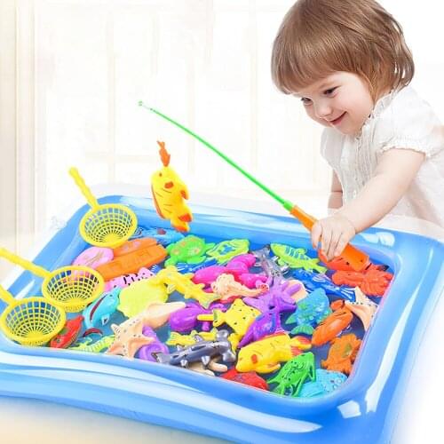 Magnetic Children Fishing Toy Set Hot Summer Indoor Fishing Play Water Toy 3D Fish Baby Bath Toy Parent-child Interactive Game