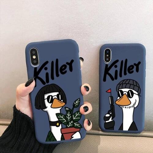 Cute Killer Leon Uncle Gir Phone Case for iPhone 12 mini 11 Pro XS MAX X XR 7 8 6 Plus Candy Color blue Soft Silicone Cover