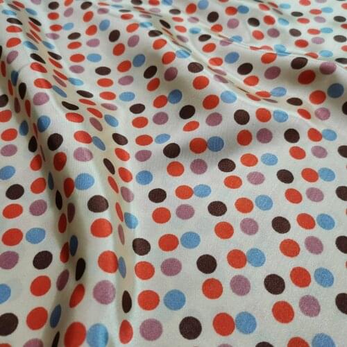 Tilda craft Soft Satin fabric DIY Lining printed Material craft lovely dots glossy Polyester Charmeuse Fabric 100CM