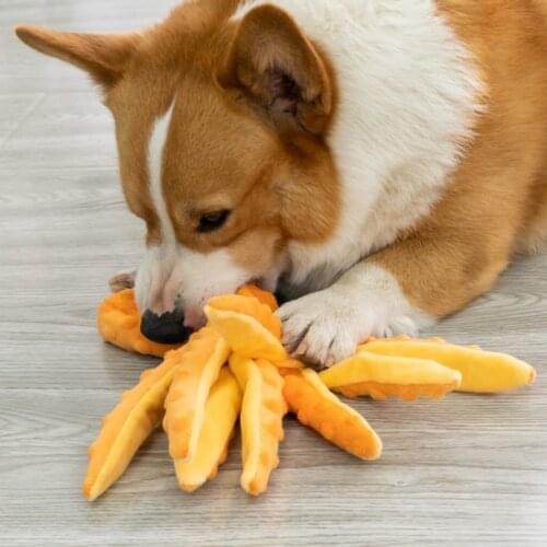 Dog Plush Chew Toys Squeaky Octopus Hedgehog Suit Puppy Chew Bite Resistant Playthings Pet Accessories Supplies 2 Pcs/set