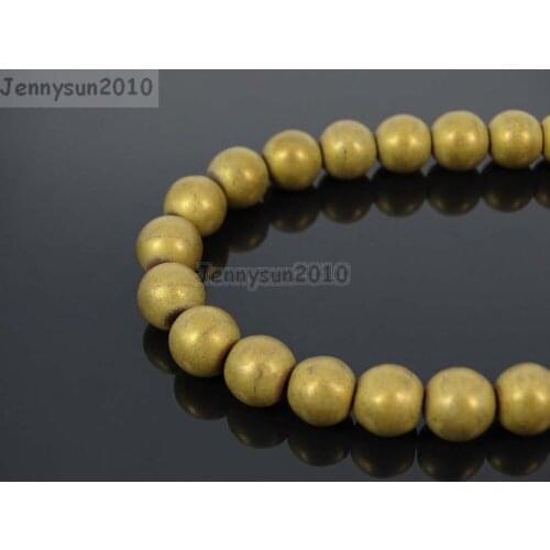 Natural Matte Gold Hematite 8mm Frosted Gems stones Round Ball Loose Spacer Beads 15'' 5 Strands/ Pack