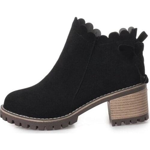 New fashions in winter bow grind short boots retro and naked boots simple and comfortable womens single boots