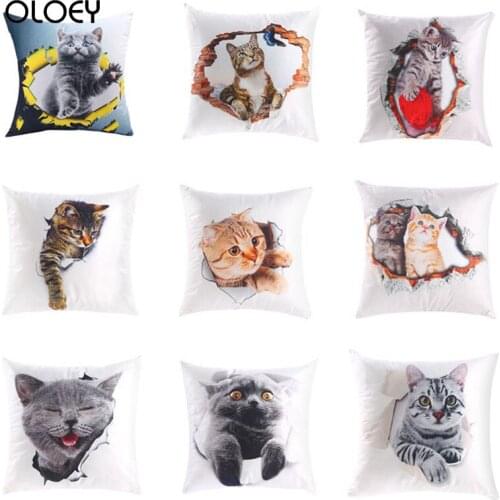 New Home Bedding Pillowcase Car Pillowcase Cute Cat Polyester Cotton Pillowcase Wedding Decoration Pillowcase Waist Cover Pillow