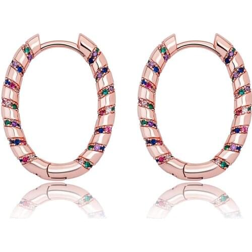 New Oval Earrings High Quality Iced Out Full Cubic Zirconia Earrings Hip Hop Fashion Jewelry For Gift Men Women