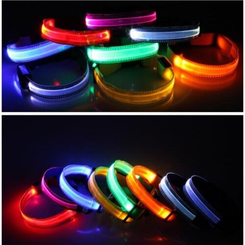 The new transparent LED light dog collar pet supplies pet dogs and cats Collars Leashes free shipping