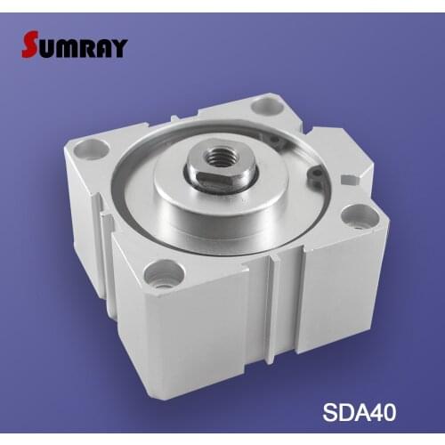 SUMRAY SDA Type Pneumatic Cylinder 40mm Bore 5/10/15/20/25/30/35/40/45/50-100mm Stroke Aluminium Alloy Pneumatic Air Cylinder