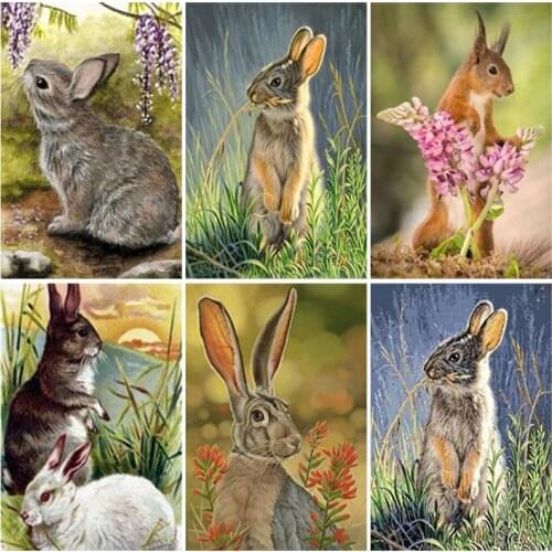 Rabbit Diy 5D Diamond Painting Full Square Drill Resin Cartoon Animal Diamond Embroidery Cross Stitch Home Decor Wall Art Gift