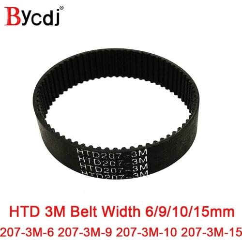HTD 207 3M Timing belt Pitch length 207mm width 6mm 9mm 10mm 15mm Teeth 69 Rubber HTD3M synchronous belt 207-3M in closed-loop