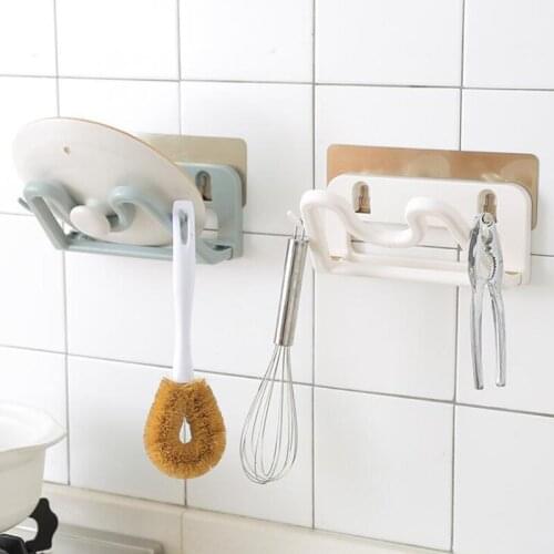 1PC Self Adhesive Kitchen Pot Lid Rack Non Perforated Pot Cover Chopping Board Wall Mounted Holder Kitchen Accessories