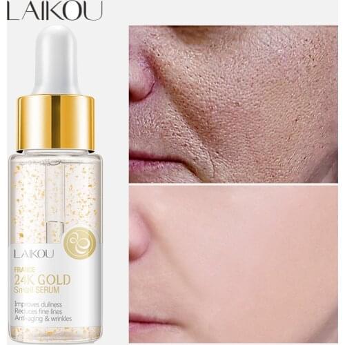 24K Golden Snail Collagen Face Serum Anti- Aging Snail Secretion Filtrate Essence Shrink Pores Moisturizing Face Skin Care