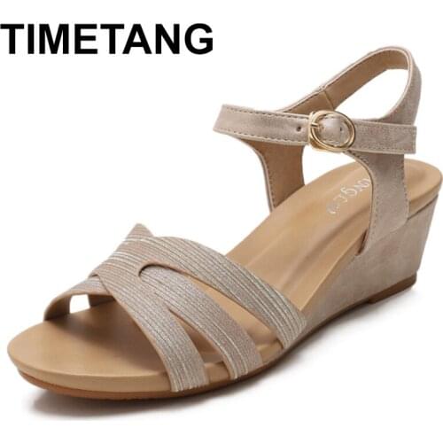 TIMETANGsummer ladies sandles sandalias sandals women shoes for woman casual elegant Party wedge gladiator Shiny Rhinestone Comf