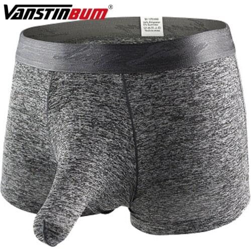 VANSTINBUM Elephant Nose Mens Underwear Polyester Pure Color Sexy Trunks Boxer Shorts Breathable Cuecas Gay Pouch Underpants XXL