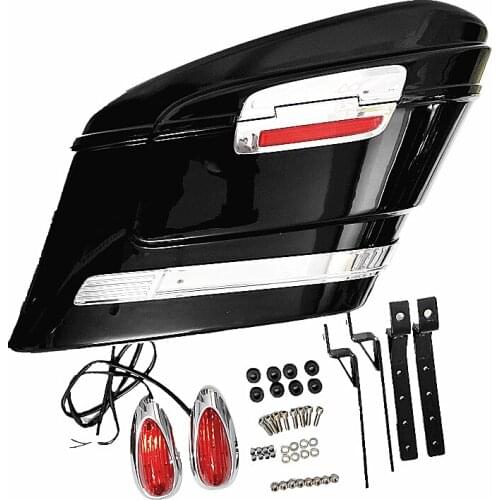 Universal motorcycle saddle bags side led trunk cases for harley softail dyna touring road king street glide bobber chopper