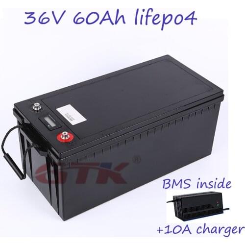 High Qualuity BMS Inside 36V 60Ah Lithium Phosphate Iron Battery Pack With LED Display For City EL/EV/Inverter with 10A charger