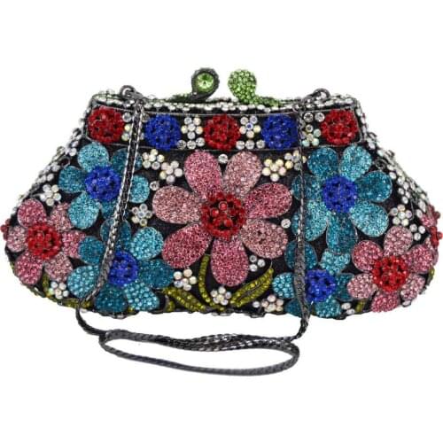 Colorful Flower Designer Party Purse Clutch Bags Female Evening Bags Wristlets Chain Women Handbags Wedding Bridal Bags SC790