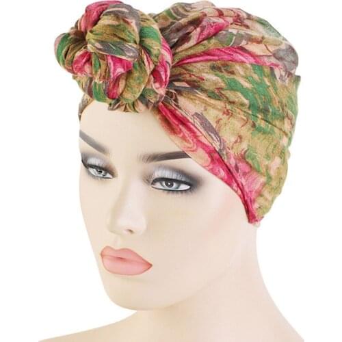 Women Printing Turban Long Bandana Cap Colorful Headscarf