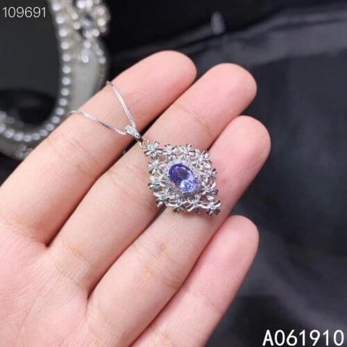 KJJEAXCMY fine jewelry 925 sterling silver inlaid Natural Tanzanite pendant Female necklace popular supports detection fashion