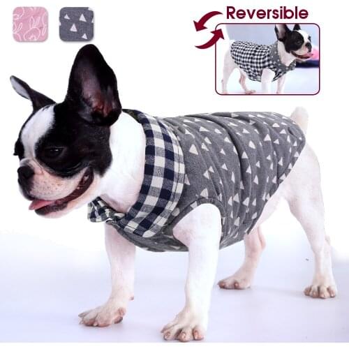 Plaid Dog Clothes Vest Small Medium Dogs Winter Clothes Coat 2 Side Warm Pet Clothing Jacket French Bulldog For Pug Chihuahua