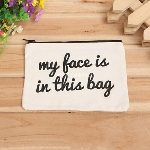 100pcs Blank Canvas Zipper Pencil Cases Makeup Bags Mobile Phone Clutch Bag Pen Pouches Cotton Cosmetic Bag 19cmx15cm