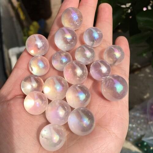 200gNatural Rainbow Crystal Ball Quartz Sphere Aura Angel Chakra Electroplated Orb Minerals Healing Massage